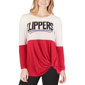 New LA Clippers Red & white Colorblock Long Sleeve T-Shirt Large And Xxl